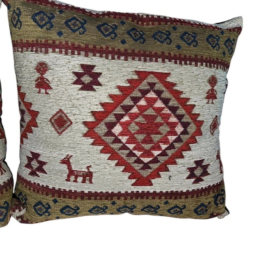 Aztec Navajo print pair two large accent pillows